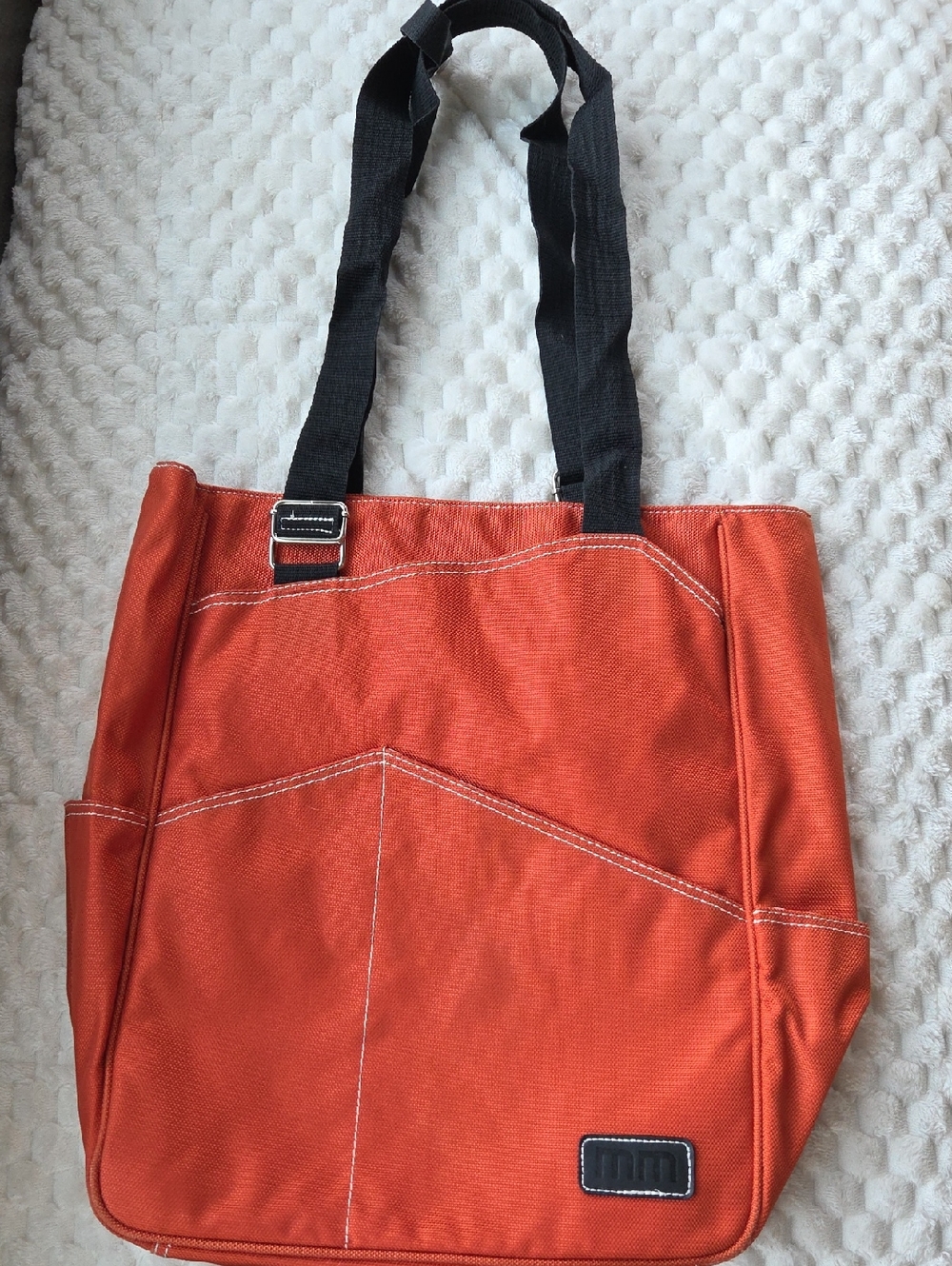 Tennis/Pickleball Racket And Gear Bag. Orange Nylon Tote With Fun Liner